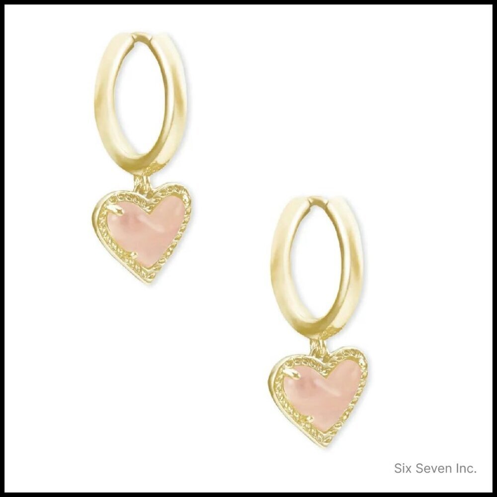 Gold Plated Heart Huggie Earrings Elegant Minimal Chic Drop Dangle